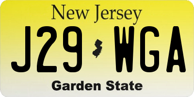 NJ license plate J29WGA