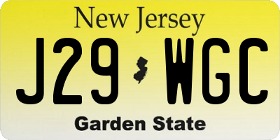 NJ license plate J29WGC