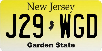 NJ license plate J29WGD