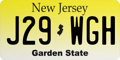 NJ license plate J29WGH