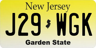 NJ license plate J29WGK