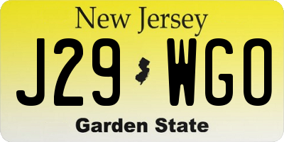 NJ license plate J29WGO