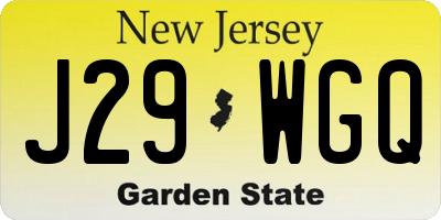 NJ license plate J29WGQ