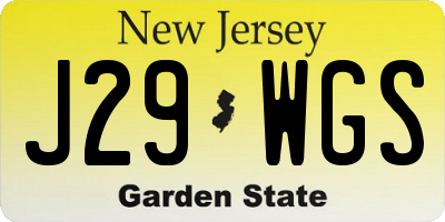 NJ license plate J29WGS