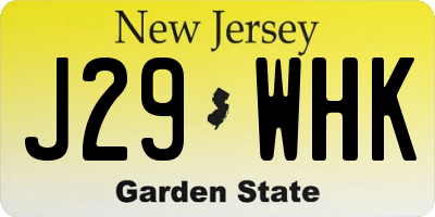 NJ license plate J29WHK