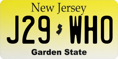 NJ license plate J29WHO