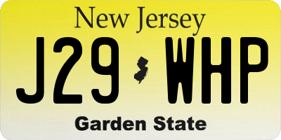 NJ license plate J29WHP