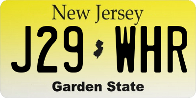 NJ license plate J29WHR