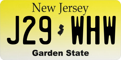 NJ license plate J29WHW