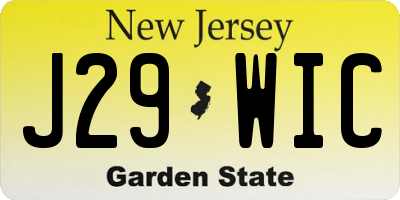 NJ license plate J29WIC