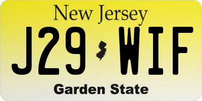 NJ license plate J29WIF