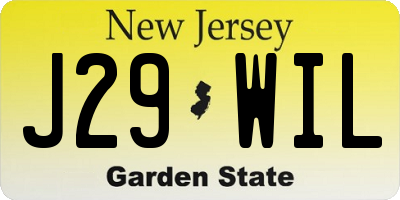 NJ license plate J29WIL