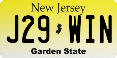 NJ license plate J29WIN
