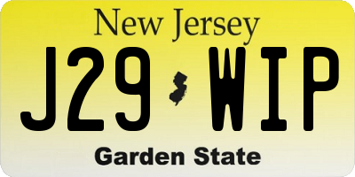 NJ license plate J29WIP