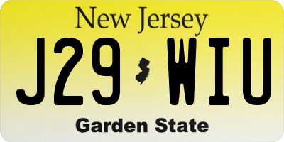 NJ license plate J29WIU