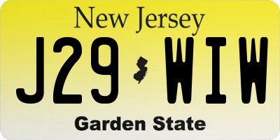 NJ license plate J29WIW