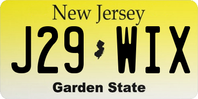 NJ license plate J29WIX