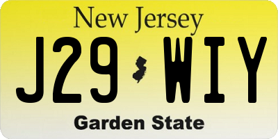 NJ license plate J29WIY