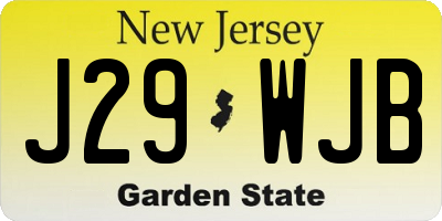 NJ license plate J29WJB