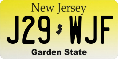 NJ license plate J29WJF