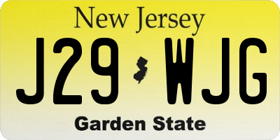 NJ license plate J29WJG