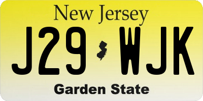 NJ license plate J29WJK
