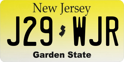 NJ license plate J29WJR