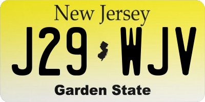 NJ license plate J29WJV