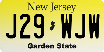 NJ license plate J29WJW