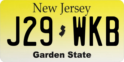 NJ license plate J29WKB