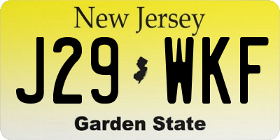 NJ license plate J29WKF