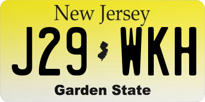 NJ license plate J29WKH