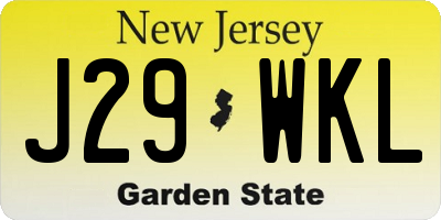 NJ license plate J29WKL