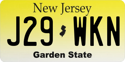 NJ license plate J29WKN