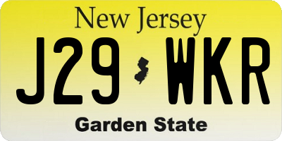 NJ license plate J29WKR