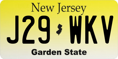 NJ license plate J29WKV
