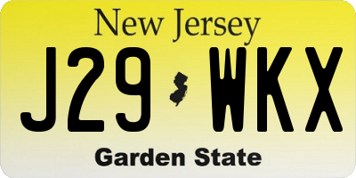 NJ license plate J29WKX