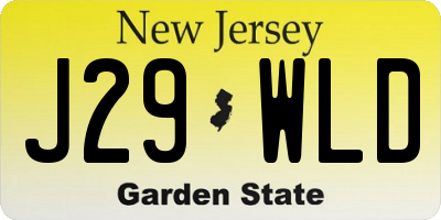 NJ license plate J29WLD