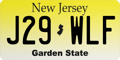 NJ license plate J29WLF