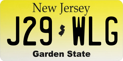NJ license plate J29WLG