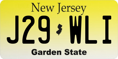 NJ license plate J29WLI