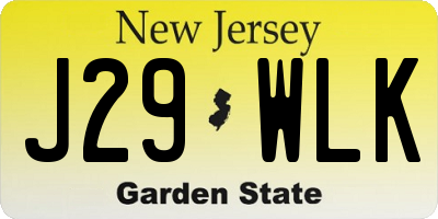 NJ license plate J29WLK