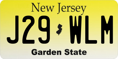 NJ license plate J29WLM