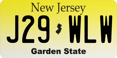 NJ license plate J29WLW