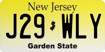 NJ license plate J29WLY