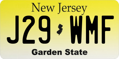 NJ license plate J29WMF