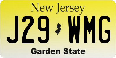 NJ license plate J29WMG