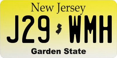 NJ license plate J29WMH