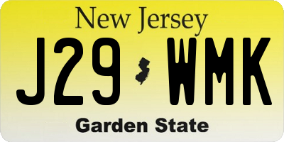 NJ license plate J29WMK