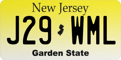 NJ license plate J29WML